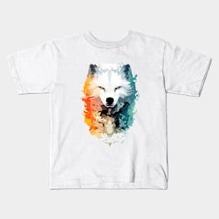 Wolf Wild Nature Animal Colors Art Paint Kids T-Shirt